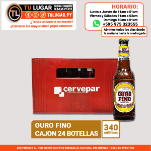 Cerveza Ouro Fino cajón x 24 botellas de 340ml Al Por Mayor