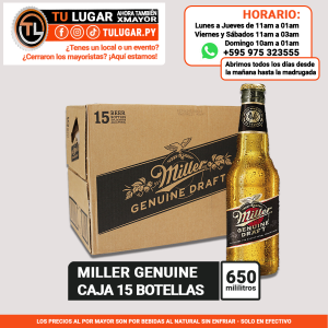 Cerveza Miller Americana Genuine Draft caja x 15 botellas de 650ml Al Por Mayor