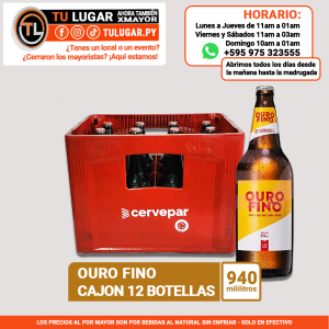 Cerveza Ouro Fino cajón x 12 botellas de 940ml Al Por Mayor