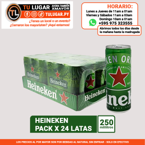 Cerveza Heineken pack x 24 latas de 250ml Al Por Mayor