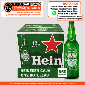 Cerveza Heineken Caja x 12 botellas de 650ml Al Por Mayor