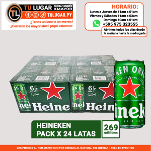 Cerveza Heineken pack x 24 latas de 269ml Al Por Mayor
