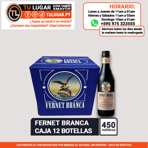 Aperitivo Fernet Branca caja x 12 botellas de 450ml Al Por Mayor