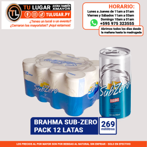Cerveza Brahma Subzero pack 12 latas 269ml - Por mayor