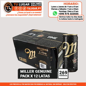 Cerveza Miller Genuine Draft pack x 12 latas de 269ml Al Por Mayor