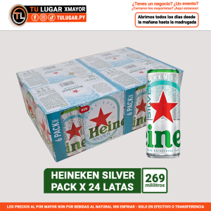 Cerveza Heineken silver pack x 24 latas de 269ml Al Por Mayor