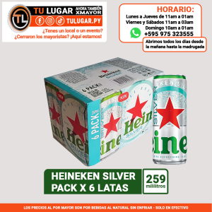 Cerveza Heineken silver pack x 6 latas de 269ml Al Por Mayor