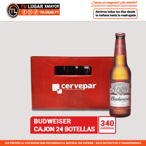 Cerveza  Budweiser cajón x 24 botellas de 340ml Al Por Mayor