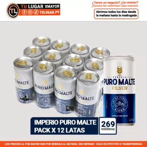 Cerveza Imperio Puro Malte 269ml pack 12 latas al por mayor