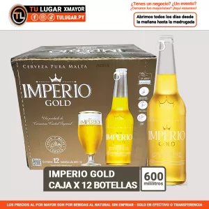 Cerveza Imperio Gold Caja de 12 Botellas 600ml Al Por Mayor
