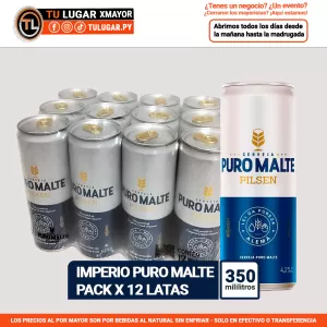 Cerveza Imperio Puro Malte 350 pack 12 latas al por mayor